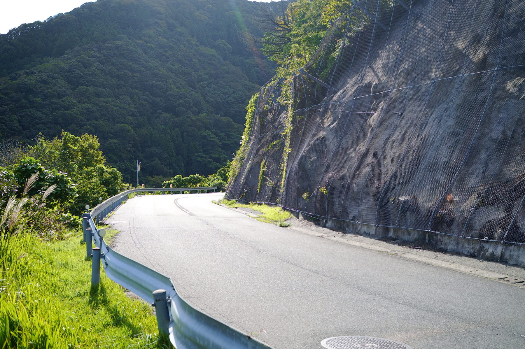 山肌に沿ってのびる道